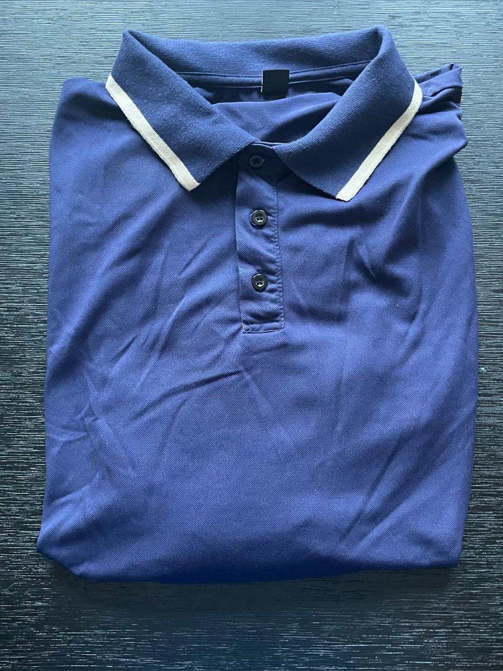 Navy blue and white trimmed polo shirt short sleeved 3XL